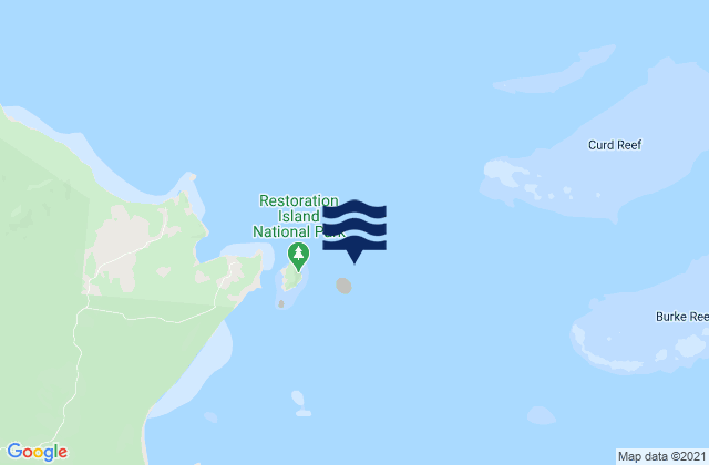 Mappa delle maree di Restoration Island, Australia
