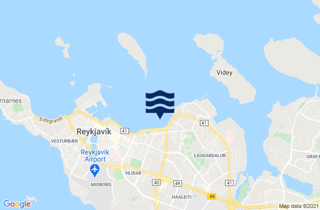 Mappa delle maree di Reykjavík, Iceland