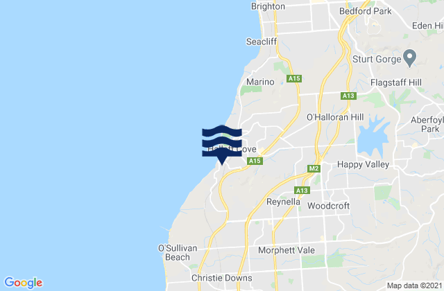 Mappa delle maree di Reynella, Australia