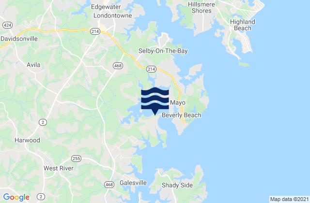 Mappa delle maree di Rhode River (County Wharf), United States