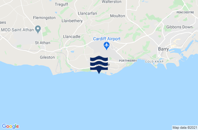 Mappa delle maree di Rhoose, United Kingdom