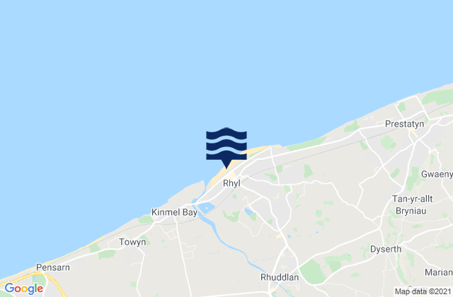 Mappa delle maree di Rhyl, United Kingdom