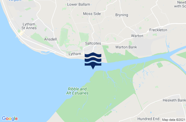 Mappa delle maree di Ribble River Entrance, United Kingdom