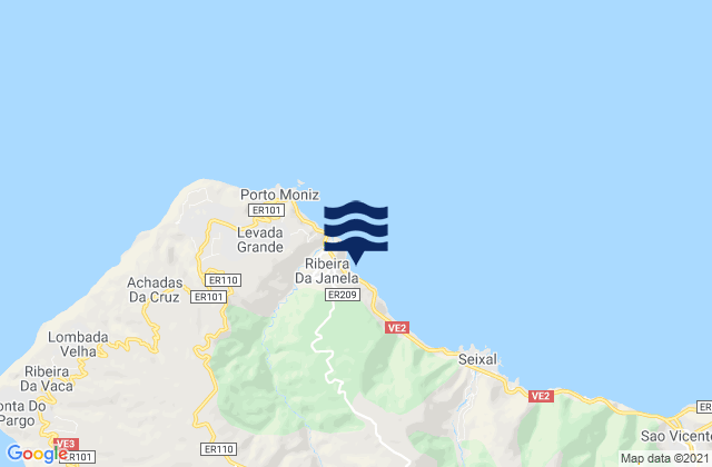 Mappa delle maree di Ribeira da Janela, Portugal