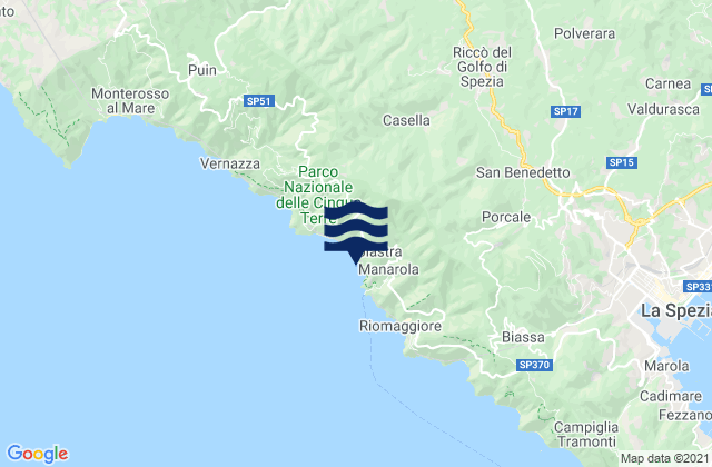 Mappa delle maree di Riccò del Golfo, Italy