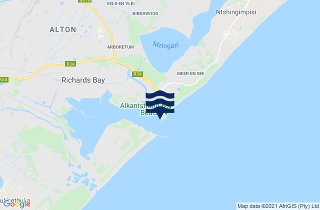 Mappa delle maree di Richards Bay (Outside), South Africa
