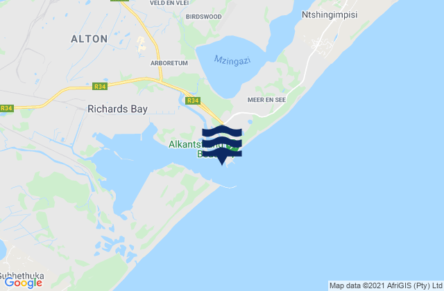 Mappa delle maree di Richards Bay Harbour, South Africa