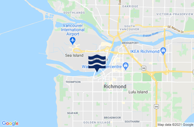 Mappa delle maree di Richmond, Canada