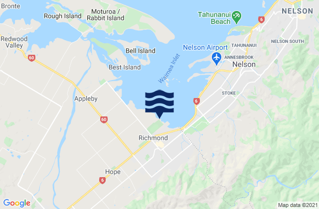 Mappa delle maree di Richmond, New Zealand
