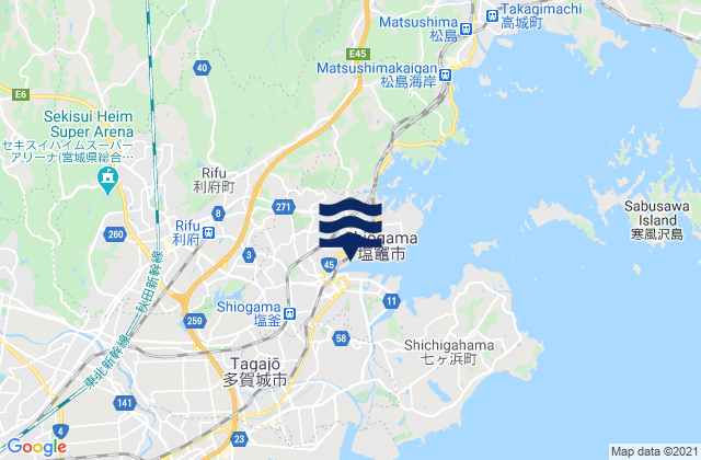 Mappa delle maree di Rifu, Japan