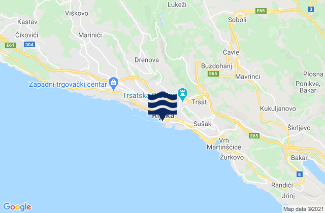 Mappa delle maree di Rijeka, Croatia