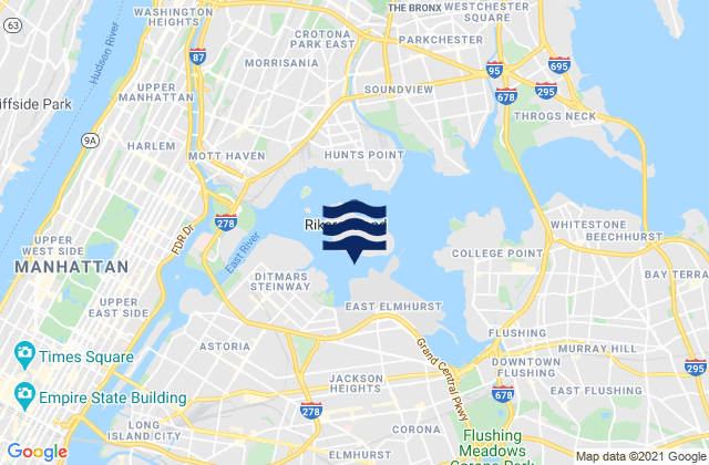 Mappa delle maree di Rikers I. chan. off La Guardia Field, United States
