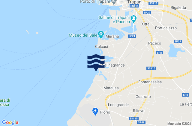 Mappa delle maree di Rilievo, Italy