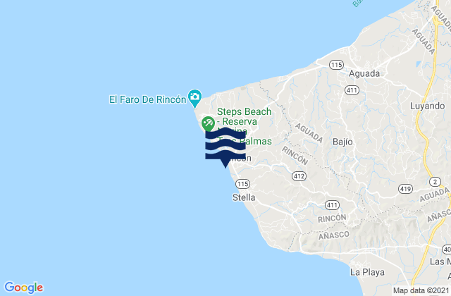 Mappa delle maree di Rincón Barrio-Pueblo, Puerto Rico