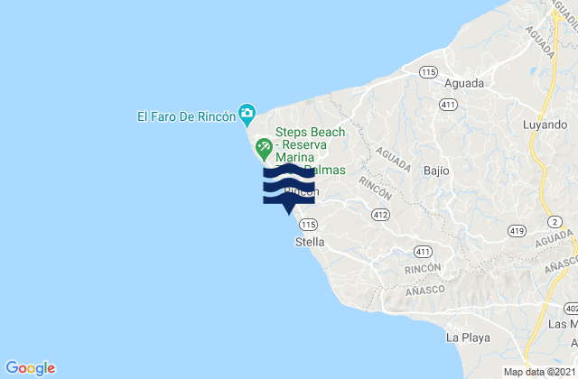 Mappa delle maree di Rincón Municipio, Puerto Rico