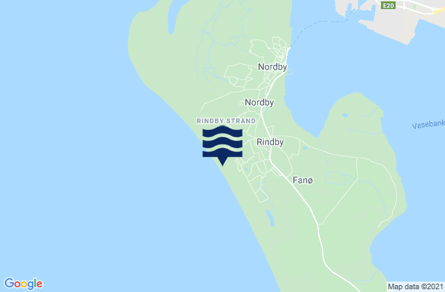 Mappa delle maree di Rindby Strand, Denmark