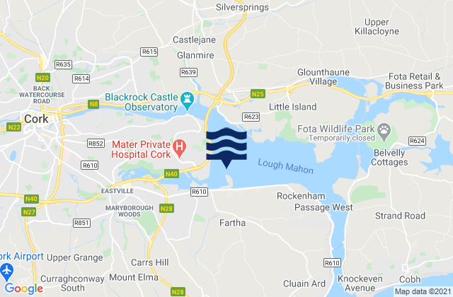 Mappa delle maree di Ring Mahon Strand, Ireland
