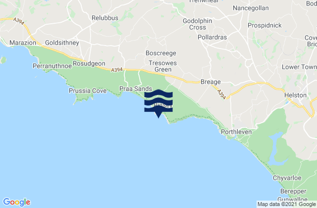 Mappa delle maree di Rinsey Head, United Kingdom