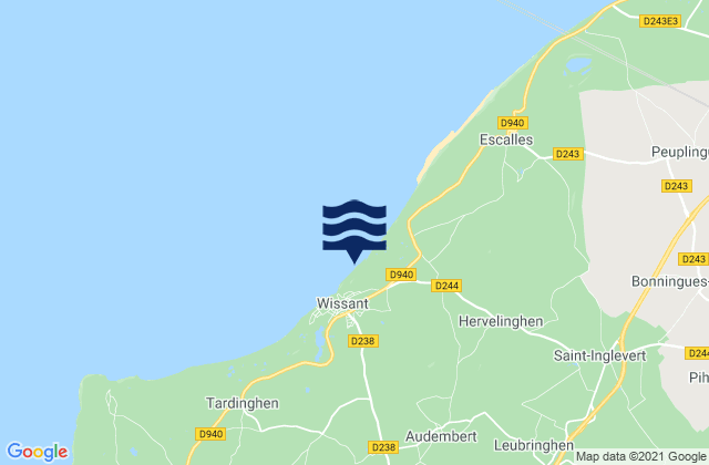 Mappa delle maree di Rinxent, France