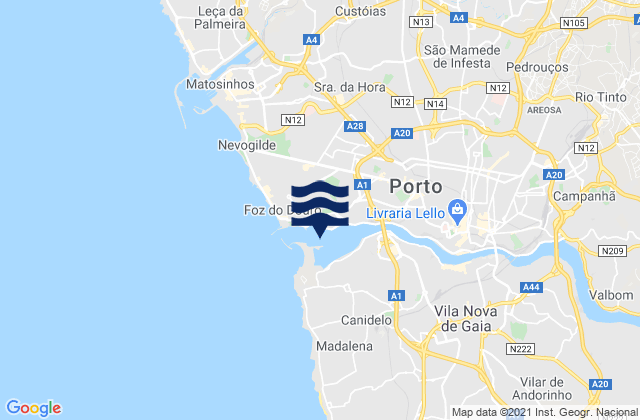 Mappa delle maree di Rio Douro Entrance, Portugal