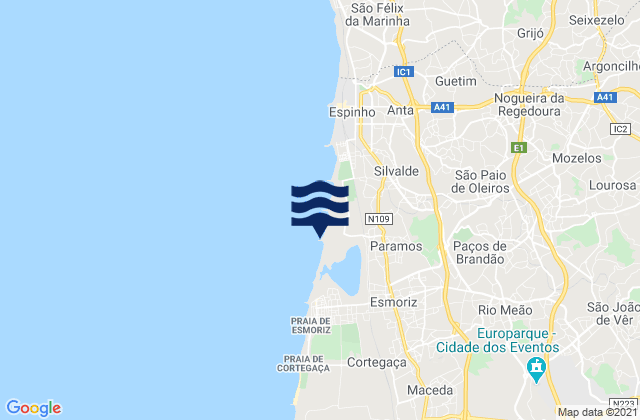 Mappa delle maree di Rio Meão, Portugal