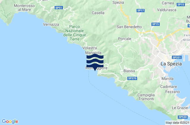 Mappa delle maree di Riomaggiore, Italy
