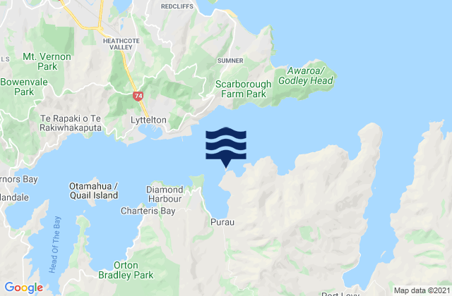 Mappa delle maree di Ripapa Island, New Zealand