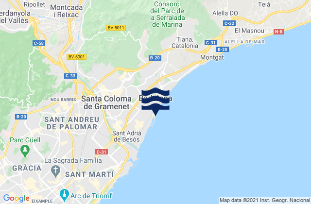 Mappa delle maree di Ripollet, Spain