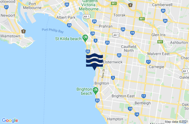 Mappa delle maree di Ripponlea, Australia