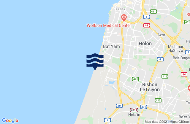 Mappa delle maree di Rishon LeẔiyyon, Israel