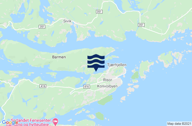 Mappa delle maree di Risør, Norway