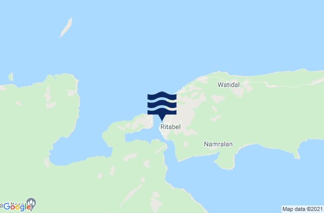 Mappa delle maree di Ritabel Bay Larat Island, Indonesia