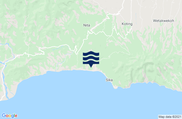 Mappa delle maree di Ritapiret, Indonesia