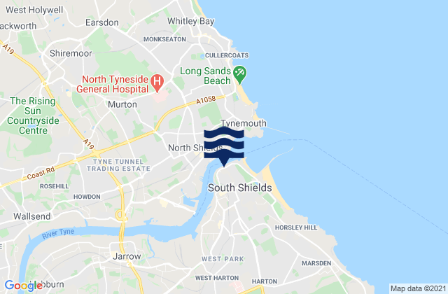 Mappa delle maree di River Tyne (North Shields), United Kingdom