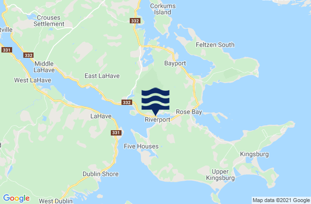Mappa delle maree di Riverport, Canada