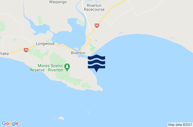 Mappa delle maree di Riverton Rocks, New Zealand