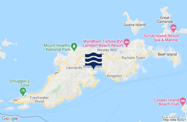 Mappa delle maree di Road Town, British Virgin Islands