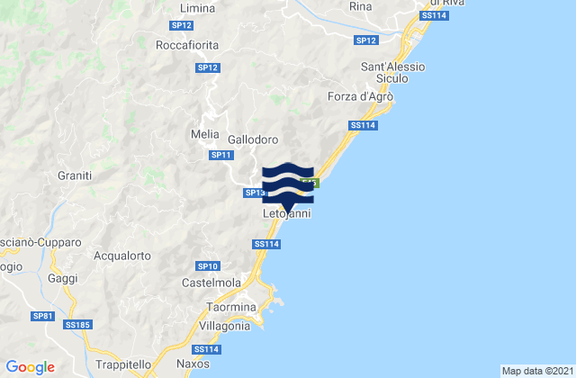 Mappa delle maree di Roccafiorita, Italy