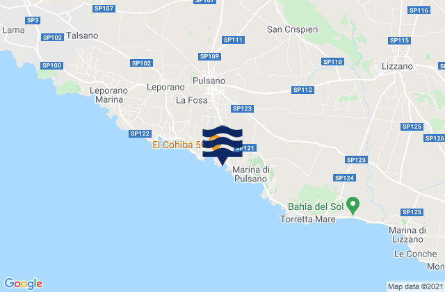 Mappa delle maree di Roccaforzata, Italy