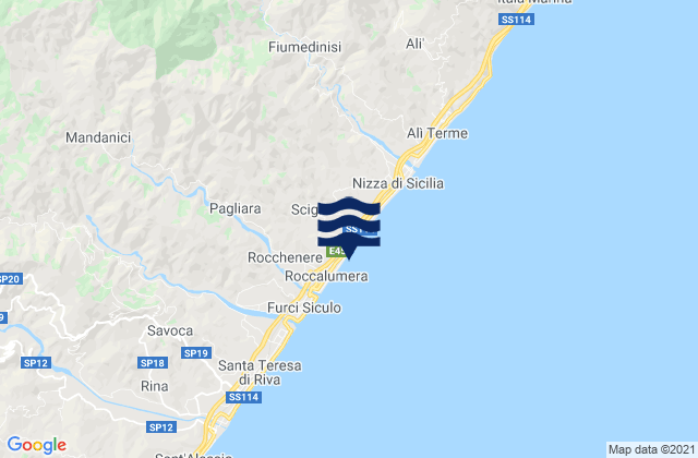 Mappa delle maree di Roccalumera, Italy