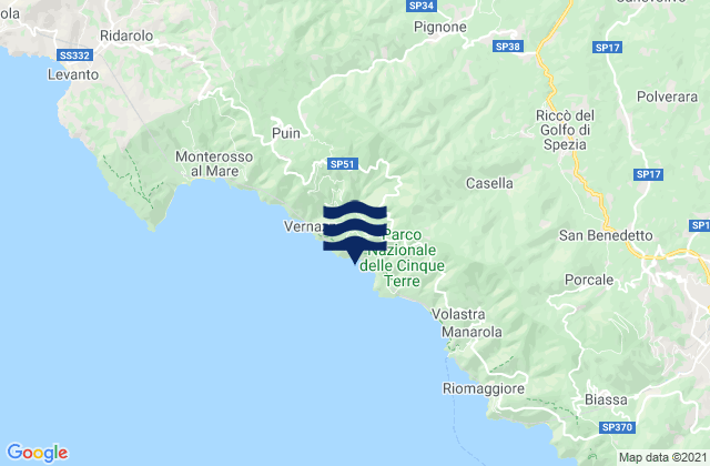 Mappa delle maree di Rocchetta di Vara, Italy