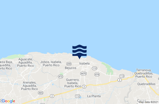 Mappa delle maree di Rocha Barrio, Puerto Rico