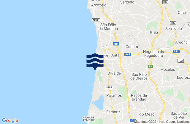 Mappa delle maree di Rocha Negra, Portugal