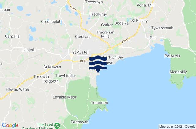 Mappa delle maree di Roche, United Kingdom