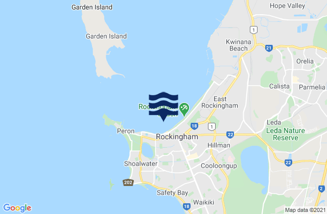 Mappa delle maree di Rockingham Beach, Australia