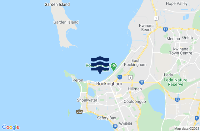 Mappa delle maree di Rockingham, Australia