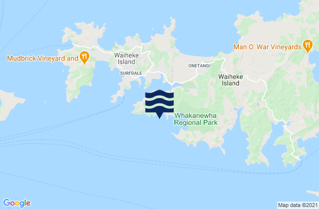 Mappa delle maree di Rocky Bay (Whakanewha Bay), New Zealand