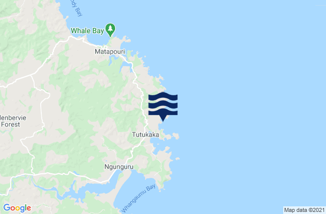 Mappa delle maree di Rocky Bay, New Zealand