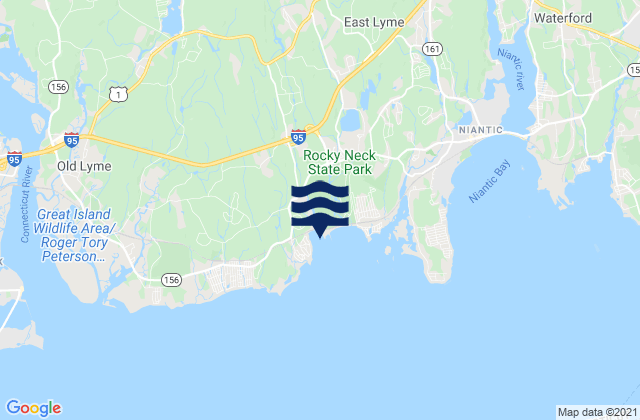 Mappa delle maree di Rocky Neck, United States