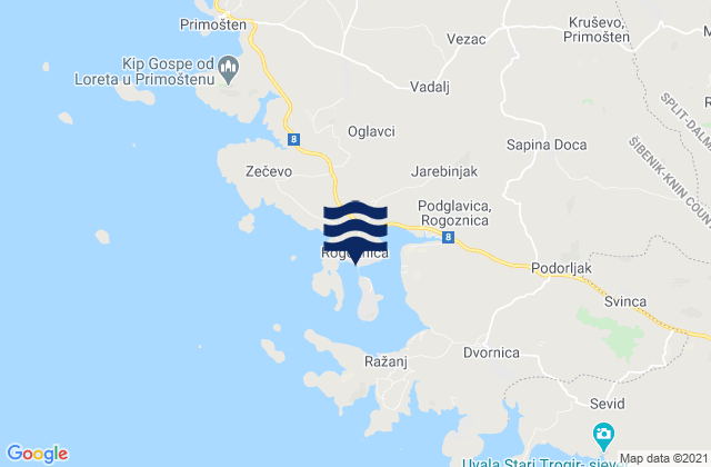 Mappa delle maree di Rogiznica, Croatia